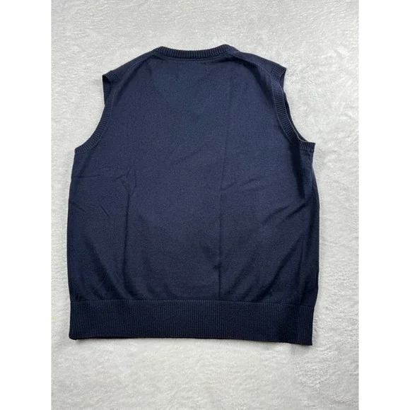 Eddie Bauer Cotton Cashmere Sweater Vest Layering Academia Preppy Men Blue Large - Picture 2 of 6